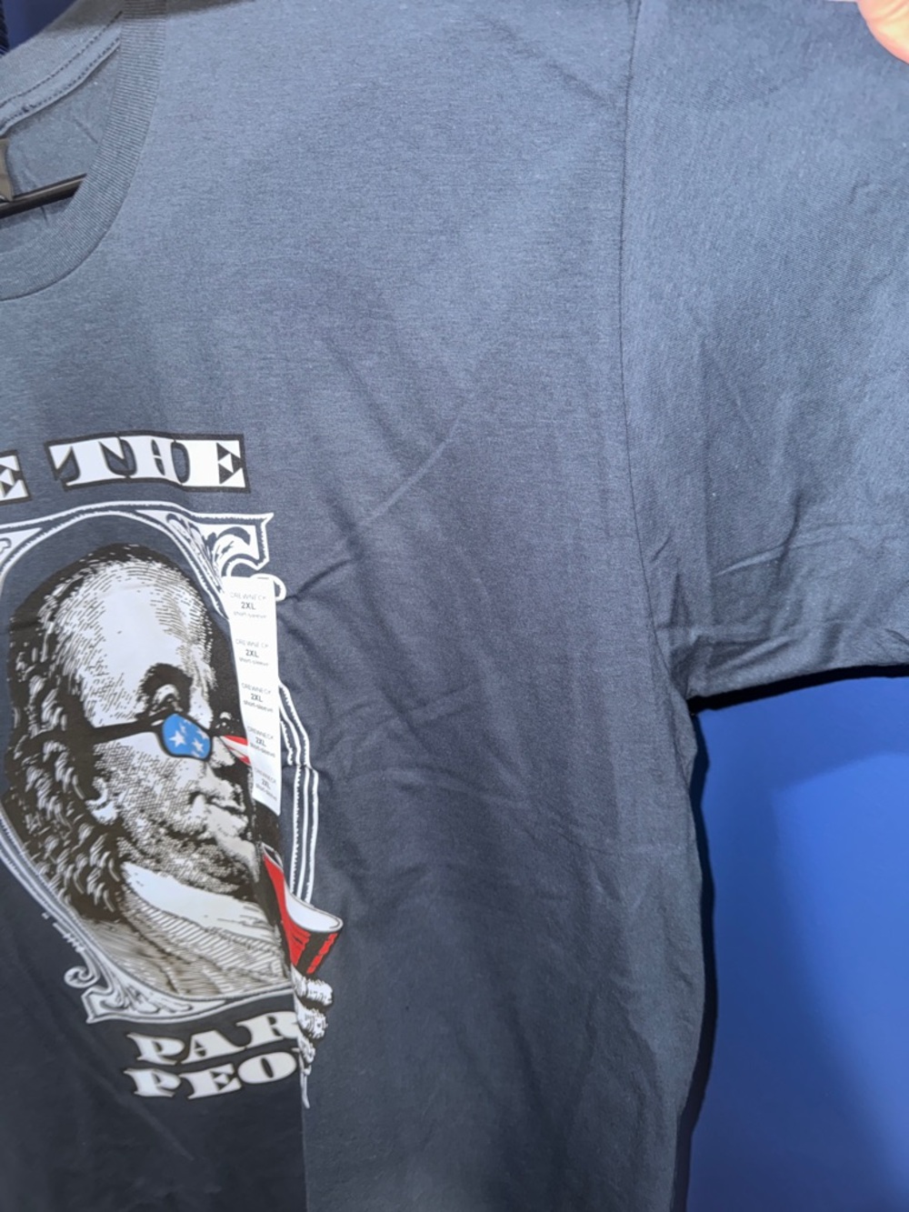 Dark Blue "We The Party People" Ben Franklin Graphic Shirt Size 2XL NWT - Picture 10 of 13